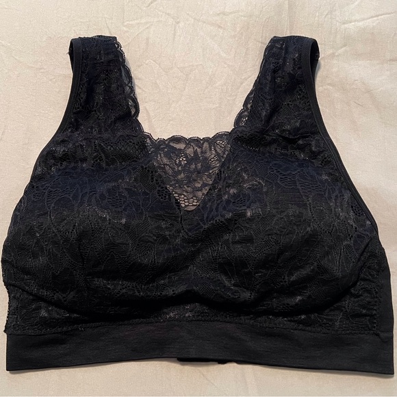 Breezies Black Lace Seamless Intimates Collection Bra Sz L - Picture 2 of 13